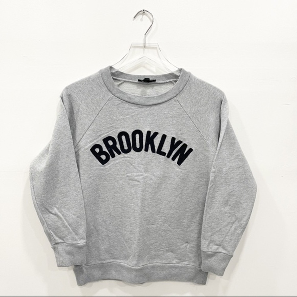 J. Crew Brooklyn Pullover Sweatshirt Grey Casual Cotton H8371 Size XS
